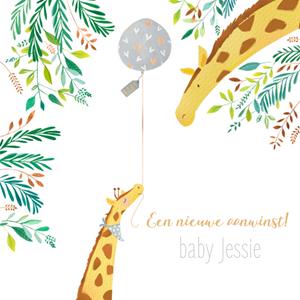 Ling Design  Geboortekaart - met naam - giraf