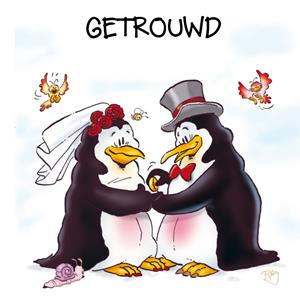 Doodles  Huwelijkskaart - pinguins