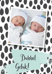 Tsjip  Geboortekaart - fotokaart - tweeling