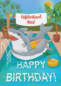 Petit Konijn  Verjaardagskaart - met naam - haai