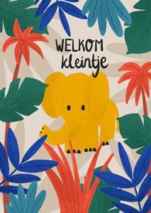Greetz  Geboortekaart - jungle - olifant