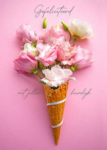 Photoflash  Huwelijkskaart - Roze bloemen