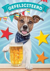 TMS  Verjaardagskaart - hond - biertje