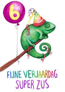 Citrus Bunn  Verjaardagskaart - kameleon - 6 jaar