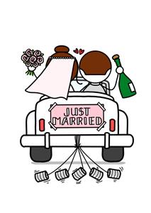 YH Tekent  Huwelijkskaart - Just Married