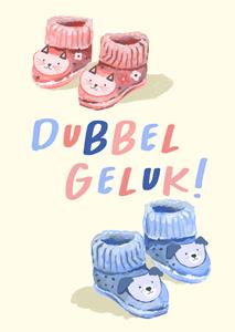 Drunk Girl Designs  Geboortekaart - Tweeling - Dubbel Geluk