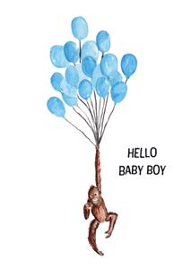 Greetz  Geboortekaart- aap - ballonnen
