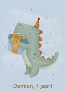 Little Dutch  Verjaardagskaart - Dinosaurus