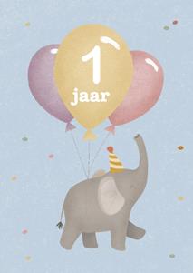 Little Dutch  Verjaardagskaart - Olifant en ballonnen