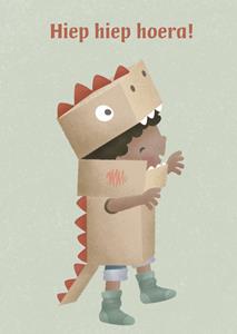 Little Dutch  Verjaardagskaart - Dinosaurus kostuum