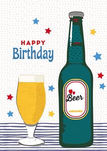 TMS  Verjaardagskaart - Illustratie - Bier