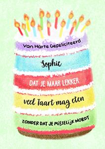 Liefs Jansje  Verjaardagskaart - Taart