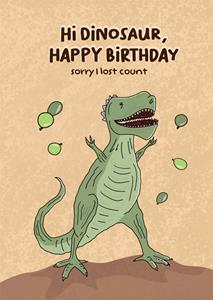 Liefs Jansje  Verjaardagskaart - Dinosaur