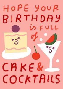 Greetz  Verjaardagskaart - taart en cocktails