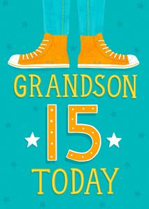 Greetz  Verjaardagskaart - Grandson 15 today