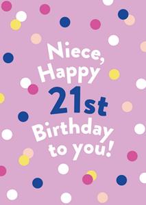 Greetz  Verjaardagskaart - Niece happy 21st
