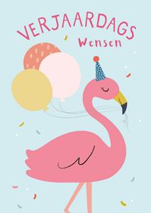 Klara Hawkins  Verjaardagskaart - flamingo