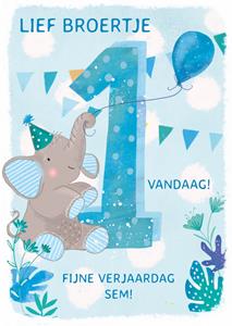 Ling Design  Verjaardagskaart - olifant - naam