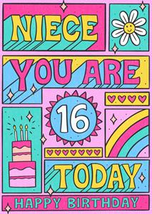 Greetz  Verjaardagskaart - Niece you are 16