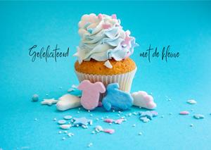 Photoflash  Geboortekaart - Cupcake - Blauw