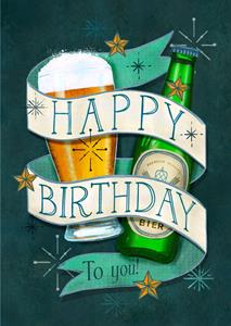 Petit Konijn  Verjaardagskaart - biertjes