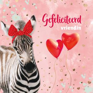 TMS  Verjaardagskaart - zebra - vriendin
