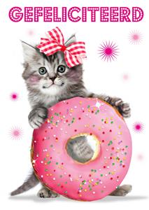 Emma Proctor  Verjaardagskaart - kat - donut
