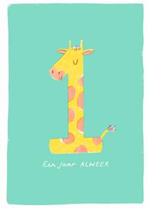 Jess Rose Illustration Jess Rose - Verjaardagskaart - giraf - 1 jaar