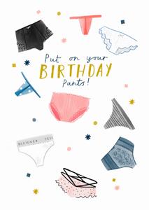 Jess Rose Illustration Jess rose - Verjaardagskaart - onderbroek