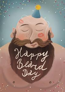 Fishuals Patricia Hooning - Verjaardagskaart - Happy Beard Day - Feestje