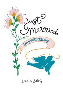 Funny Side Up  Huwelijkskaart - Bloemen - Just Married