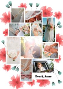Greetz  Huwelijkskaart - Bloemen - Met fotos