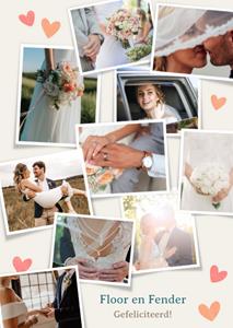Greetz  Huwelijkskaart - Met fotos - Hartjes