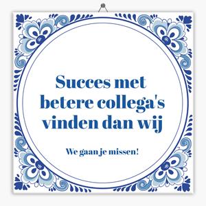 Tegeltje.nl Spreuk tegeltje succes met betere collega's vinden dan wij