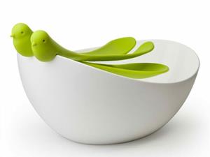 Qualy Sparrow Salad Bowl - White-Green