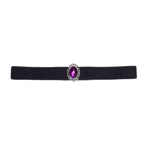 Mooie halsband fluweel zwart met paarse steen