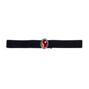 Mooie halsband fluweel zwart met rode steen