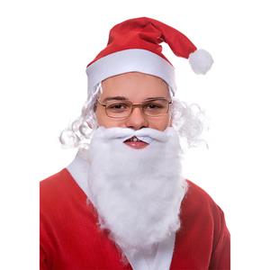 Kerstman hoed met haar, baard en bril