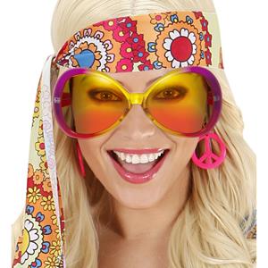 Grote hippie bril sugarbabe geel/roze