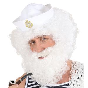 Witte pruik zeeman hendrik met bijpassende witte baard