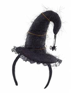 Tiara met zwarte mini heksen hoed