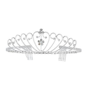 Zilveren tiara met strass steentjes