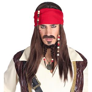 Pruik piraat Piet Hein met baard en snor