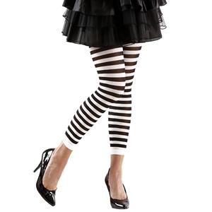 Accessoires voor Halloween leggings zwart/wit gestreept