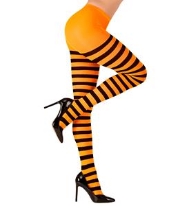 Panty's oranje zwart gestreept voor dames