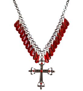 Mooie rode gotich ketting met kruis