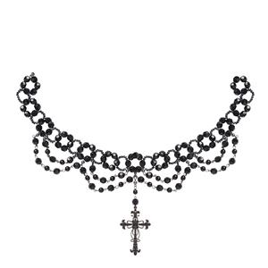Carnavals-sieraden: Gothic beparelde ketting met kruis hanger