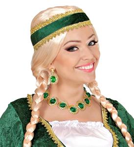 Middeleeuwse koningin sieraden set groen