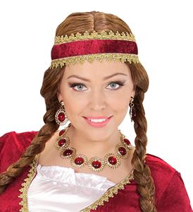 Middeleeuwse koningin sieraden set rood