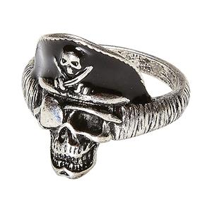 Mooie nep zilveren piraten ring met schedels